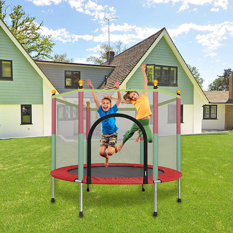 5FT Trampoline For Kids Indoor Or Outdoor Mini Toddler Trampoline With Safety Enclosure Spring Pad Bulit In Zipper Heavy Duty Steel Frame Baby